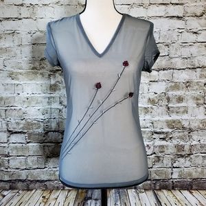 Express gray nylon flower top